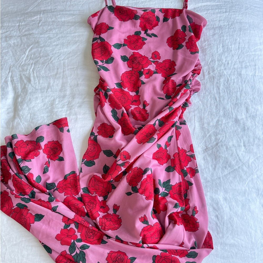 Floral Pink and Red Dress